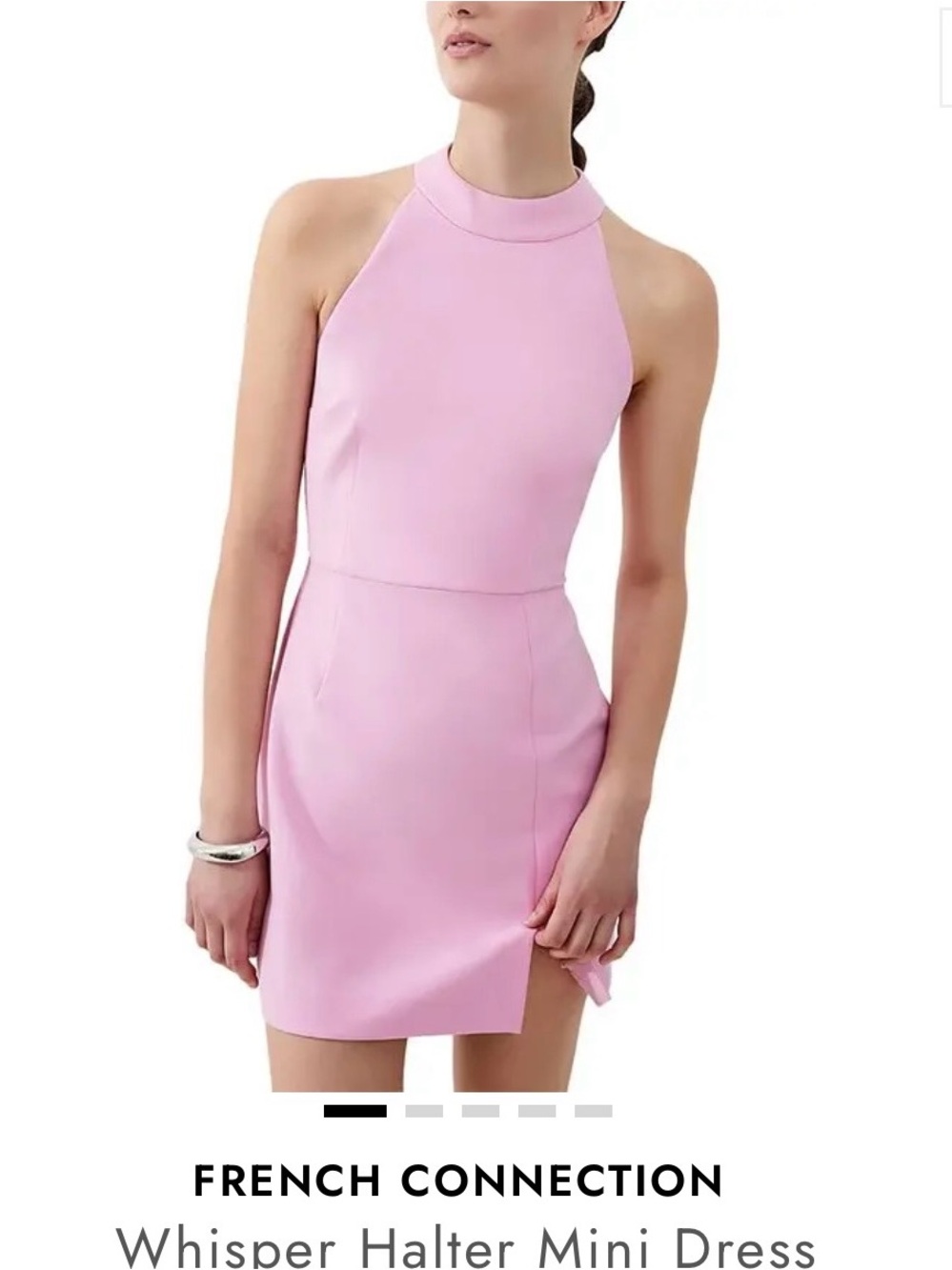 French Connection Whisper Halter Mini Dress - Aurora Pink Size 6